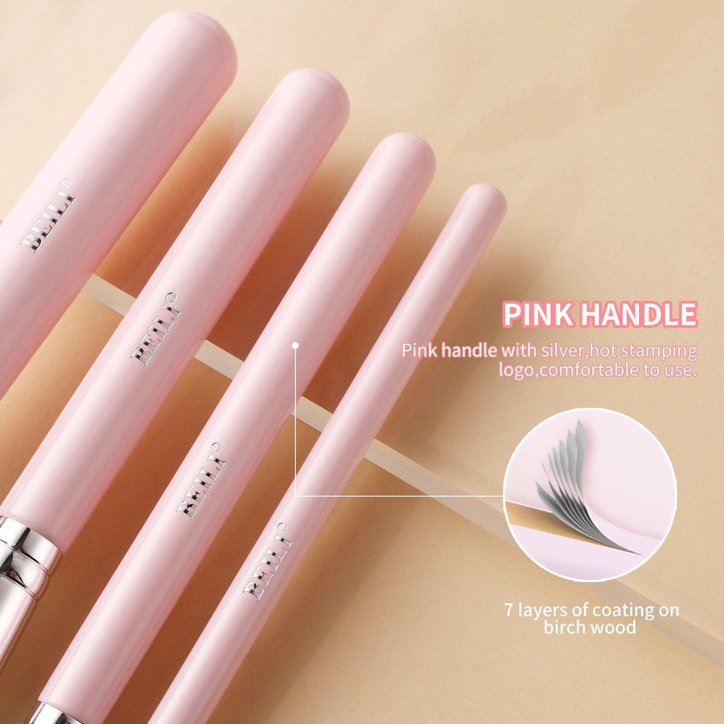 Pink Junior Makeup Brushes Set 9Pcs, Synthetic   FY09 - BEILI Official Shop