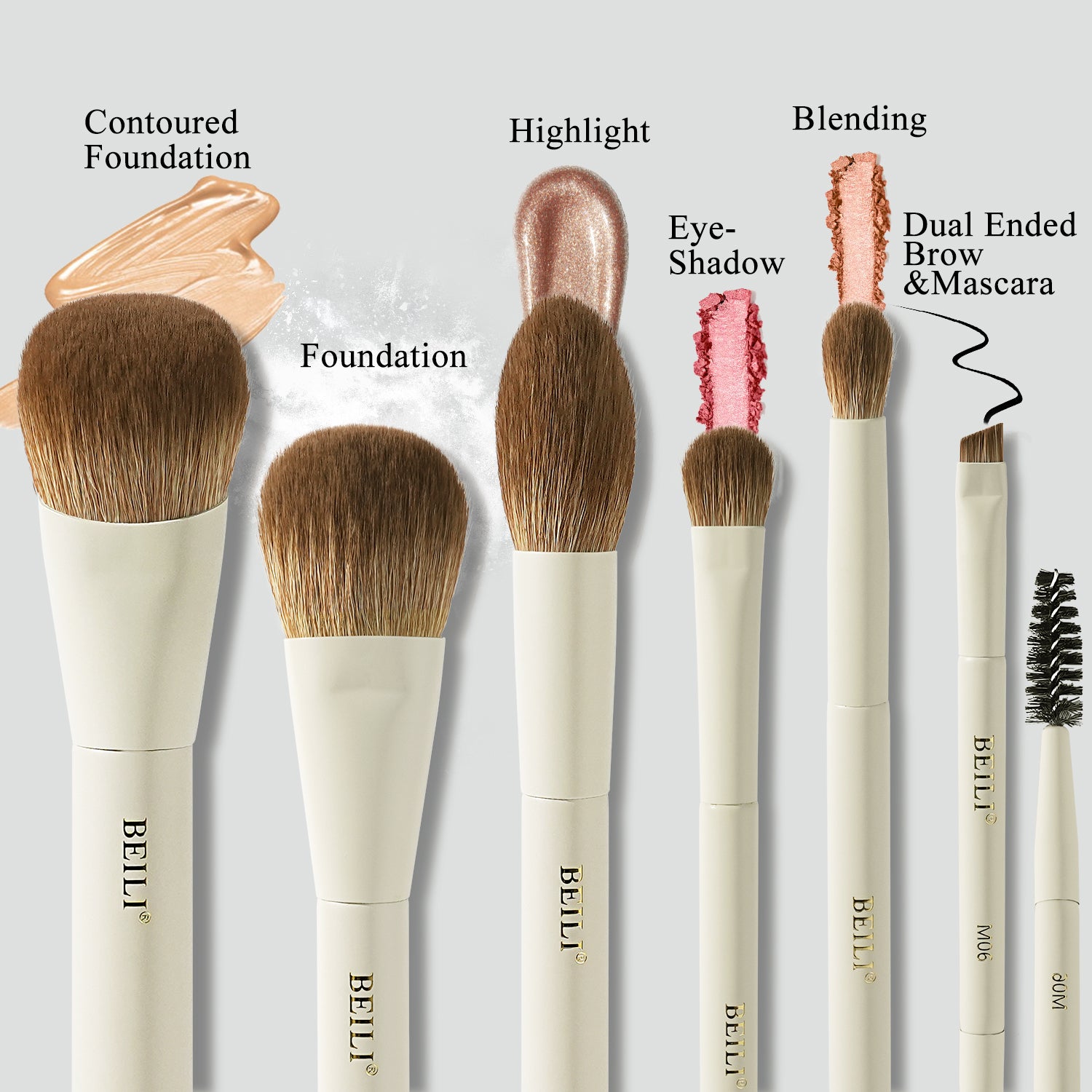 BEILI 6PCS Makeup Brushes Set, Travel Mini Makeup Brushes, Portable Small Cosmetic Brushes Kit -MA6