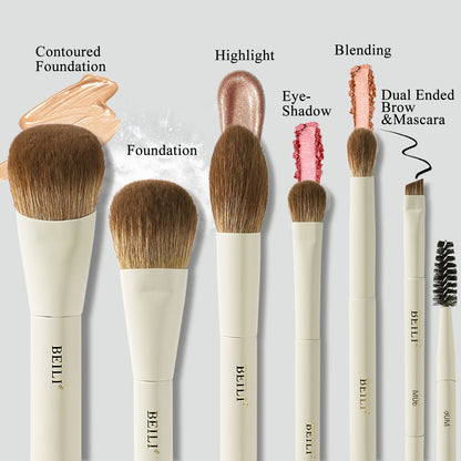 BEILI 6PCS Makeup Brushes Set, Travel Mini Makeup Brushes, Portable Small Cosmetic Brushes Kit -MA6