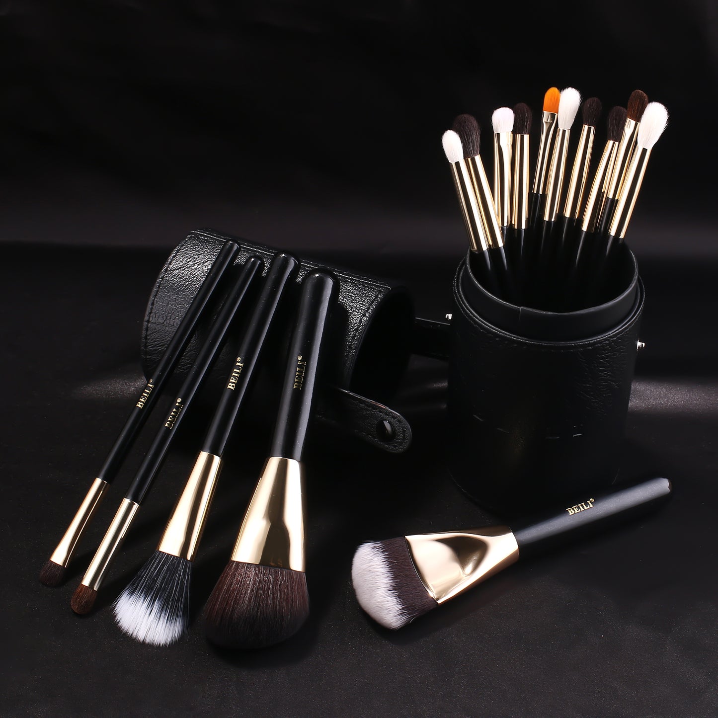 BEILI 15Pcs Everyday Essential Makeup Brush Set  GB15/GB15 With Holder