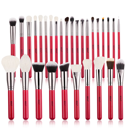 BEILI 30Pcs  Professional Makeup Brush Set Red H30