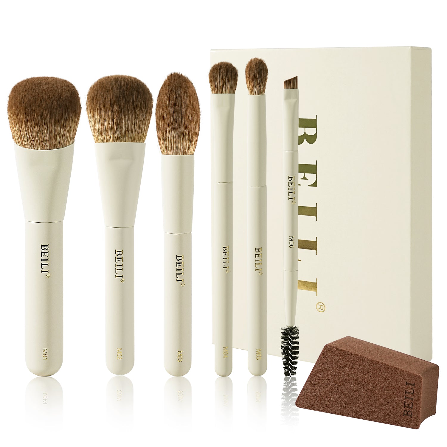 BEILI 6PCS Makeup Brushes Set, Travel Mini Makeup Brushes, Portable Small Cosmetic Brushes Kit -MA6