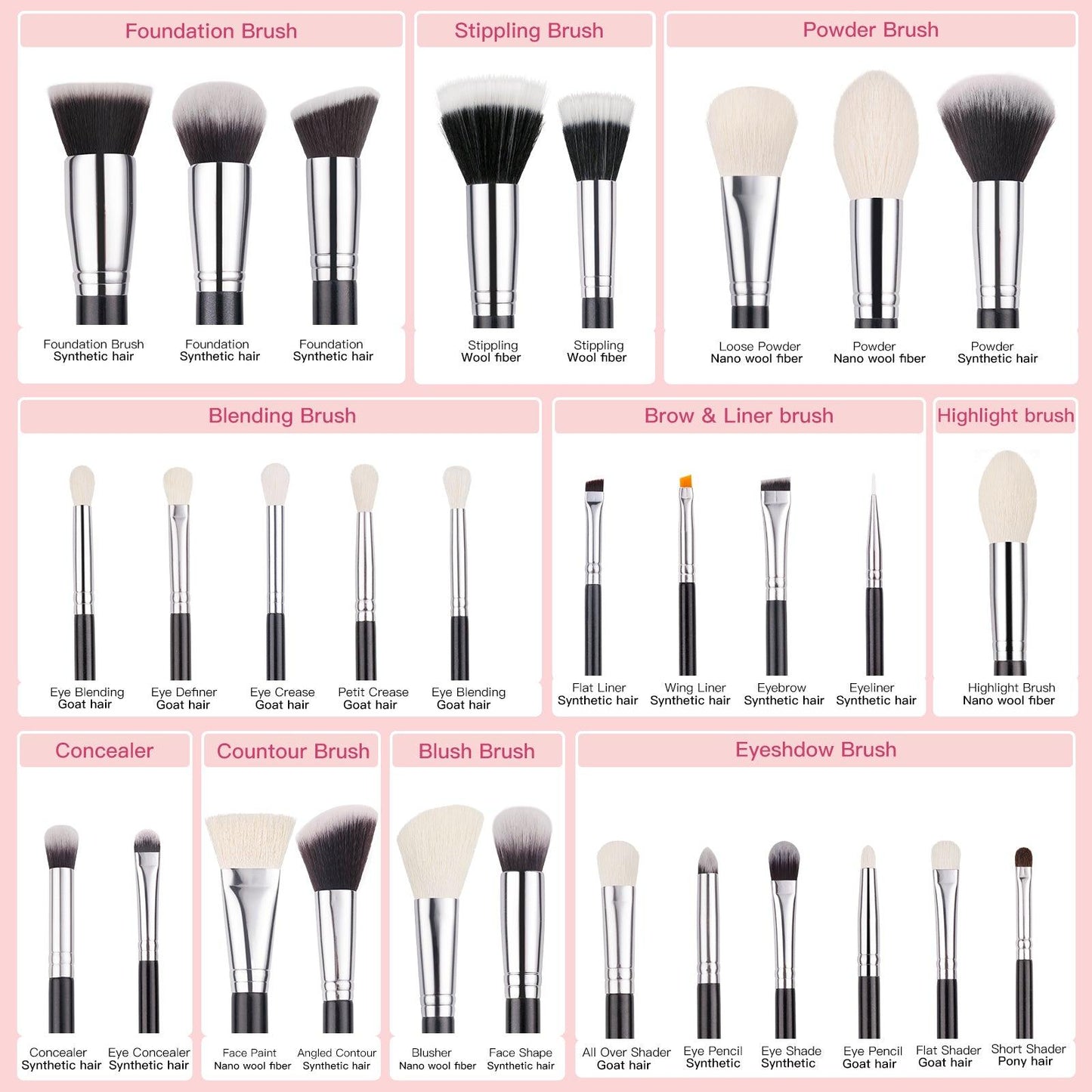 BEILI 30Pcs Professional Makeup Brush Set B30T+With Holder/B30