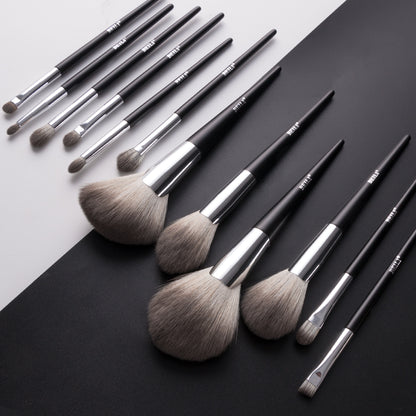 Black Vegan Synthetic Junior Makeup Brushes Set 12Pcs BG12 - BEILI Official Shop