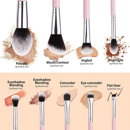 Pink Junior Makeup Brushes Set 9Pcs, Synthetic   FY09 - BEILI Official Shop